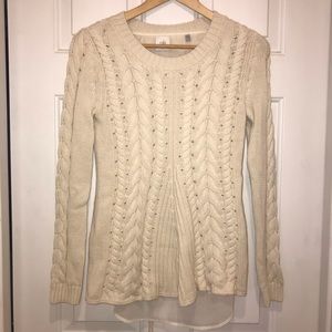 Cream-colored Cabi knit sweater